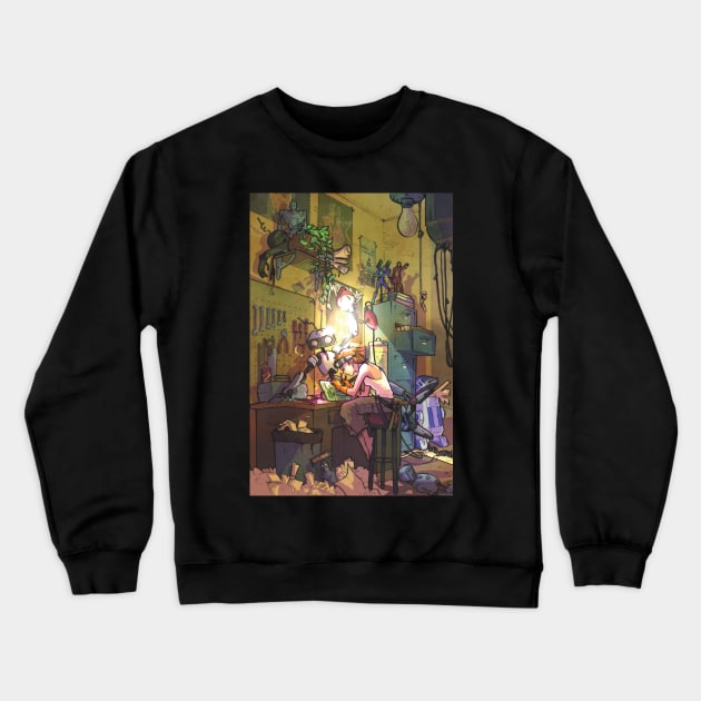 Robot Workshop Crewneck Sweatshirt by Joanna Estep